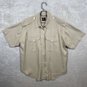 Lizsport Liz Claiborne Petites Short Sleeve Button-Up Shirt 100% Rayon Size S